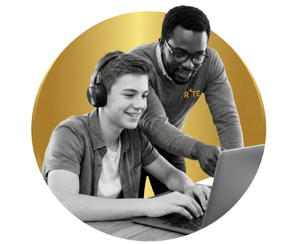 RITE mentor helping student with technology